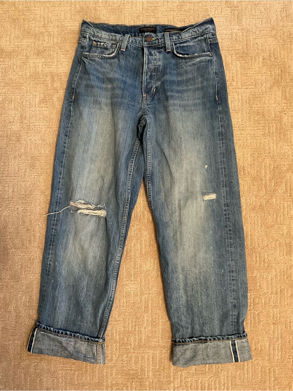 💙 Banana Republic Selvedge High Rise Vintage Straight Jeans Distressed 28 EUC
